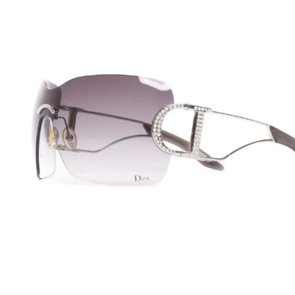 Vintage Christian Dior Diorly 1 Shield Sunglasses Crystals Y2K 00s Galliano - Picture 1 of 14